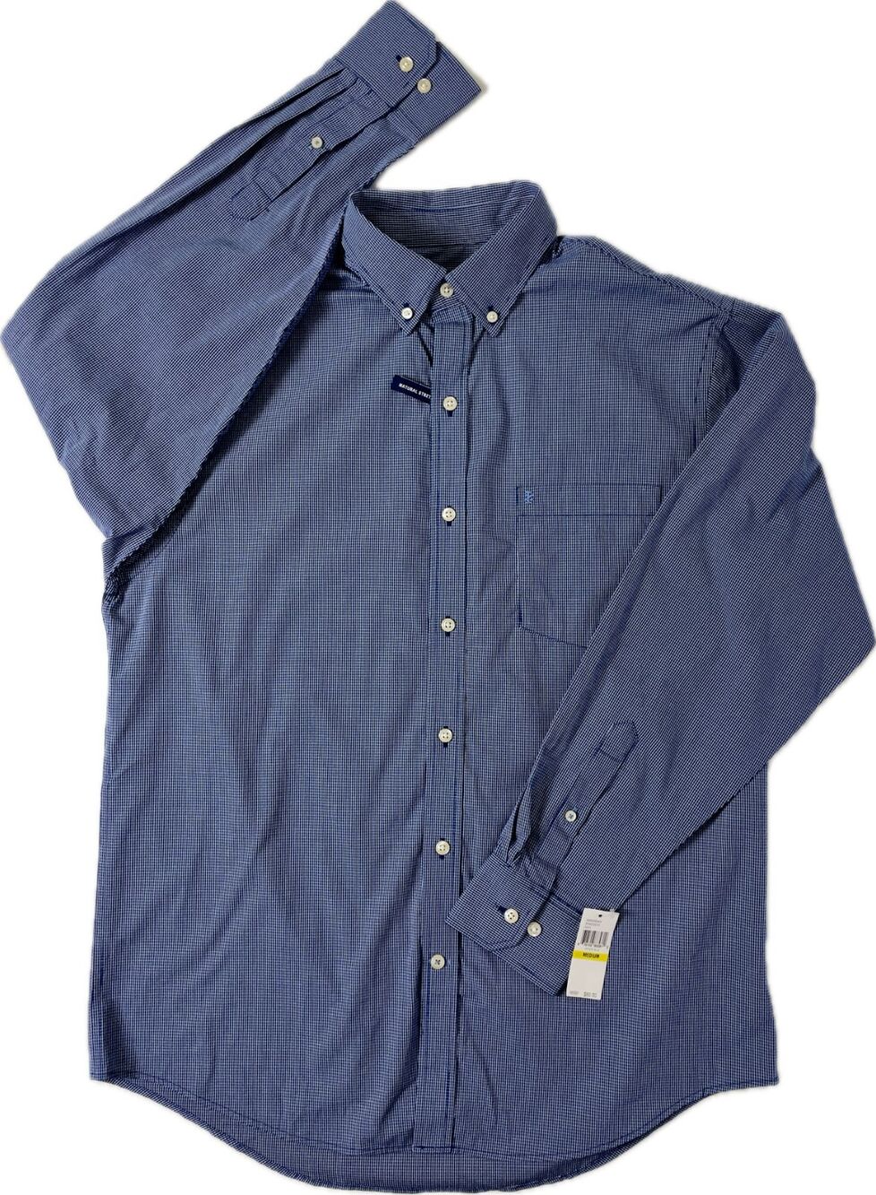 NWT $60 Izod Premium Essentials Blue 100% Cotton Button Down Shirt Men's Size M